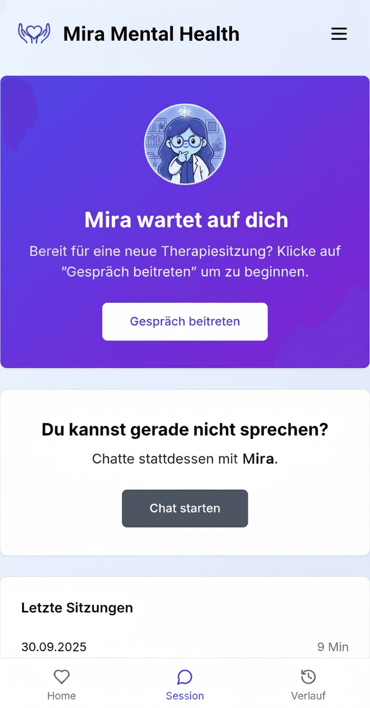 Screenshot: Sitzung mit Mira